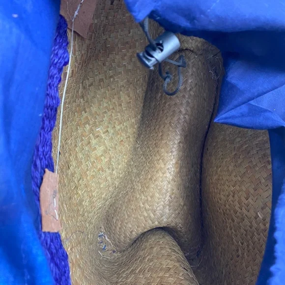 Raffia Purple with Natural Leather Handle Tote Bag - Picture 7 of 7